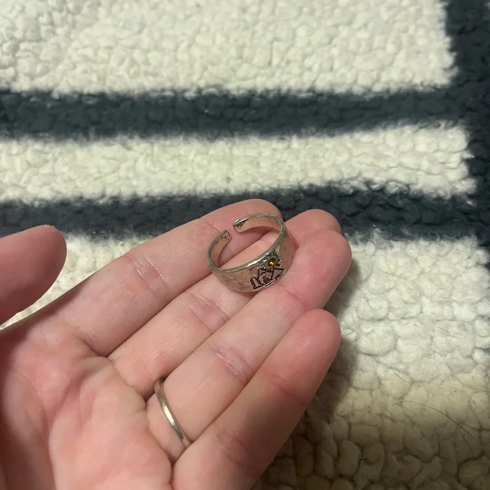 Silver Ring with Engraved Design Size 8
